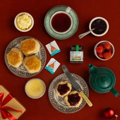 Christmas Cream Tea Hamper with scones, jam and clotted cream